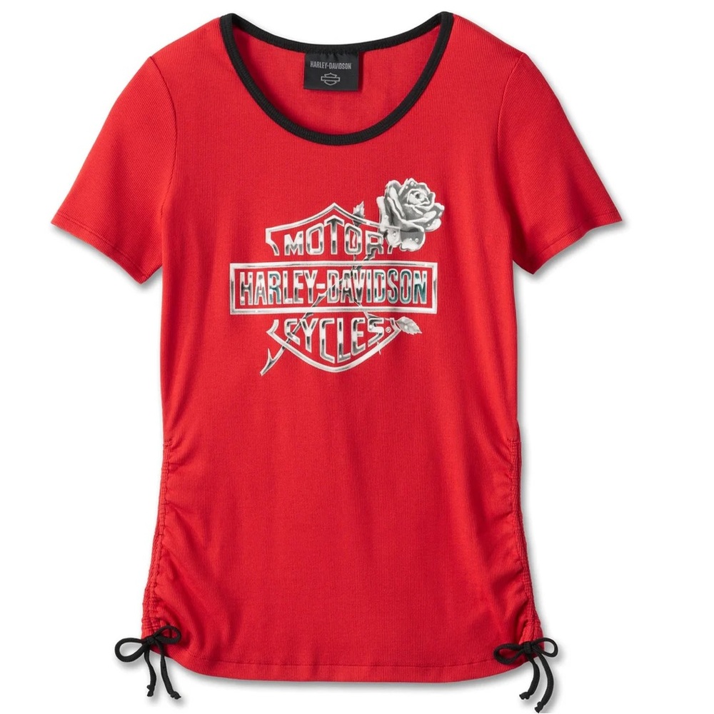 Harley-Davidson Women's Illuminate Bar & Shield Rose Short Sleeve Shirt